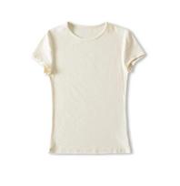Crew neck short-sleeved T-shirt women's summer new American Spice Girl solid color slim-fitting bottoming top S kreminė