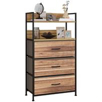 Pramoninio stiliaus laikymo spintelė su stalčiais, su 3 išimamais audinio stalčiais ir 2 lentynomis - 60 x 29 x 101 cm - MDF ir metalas 60 x 29 x 101 cm