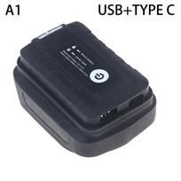 Power Bank adapteris LED lemputė Mak 14.4V/18V ličio jonų akumuliatoriui USB+Type-C keitiklis su LED lempute Mak Bl1830 Bl1430 Bl1850 USB and type c mėlyna