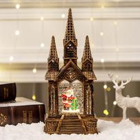 Christmas Decorations Christmas Lantern Church Music Box Luminous Crystal Ball Christmas Small Gift Gift black