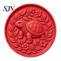 Handmade Garden Ornament Silicone Stepping Stone Mold, Hummingbird/Squirrel/Turtle/Owl/Fox/Butterfly/Frog Paver Molds, Reusable Concrete Personalized Tortoise red