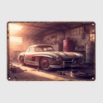 Skardos lentelė Vintažiniai namų dekoro elementai Metaliniai ženklai Plakatas Mercedes Gullwing Vintažinė dekoracija namams Garažui Meno freska Retro W 20x30cm brown