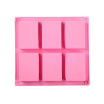 6 lizdų muilo forma kvadratinė silikoninė forma muilams gaminti stačiakampė „pasidaryk pats“ rankų darbo muilo forma padėklas pyrago forma pink
