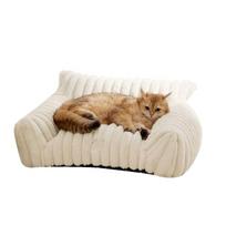 Naminių gyvūnų lova su prabangia pagalve Minkšta sofa Gražus glaudynių gultas Šuo Sofa Prabangi pagalvės lizdas balta