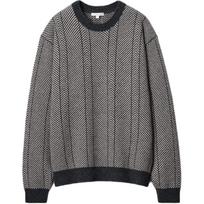 Uniqlo × JW Anderson Collaboration FW25 Two-Tone Herringbone Pattern Ribbed Edge Round Neck Pullover Knit Sweater Unisex sweater 479841-08 S gray