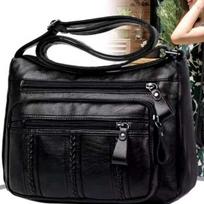 Spring Chic Versatile Mother's Crossbody Bag - Soft Zipper Shoulder Purse juoda