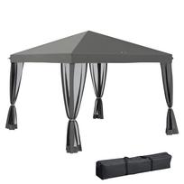 Folding Gazebo, Folding Tent with Side Walls incl. Carry Bag, Garden Gazebo, Metal, Oxford Fabric, 3 x 3 m, Light Grey 295 x 295 x 260 cm