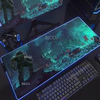 Game D-DOOM E-Eternal Mouse Pad RGB Luminous Large Table Pad Encrypted Anti Skid Super Large Gaming Mouse Pad Extended Playmat 30cmx60cm(11.8x23.6inch) gray