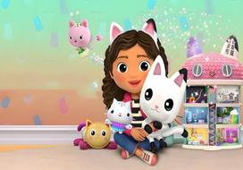Cartoon Gabby Dollhouse Children Birthday Party Supplies Decoration Background Girl Baby Shower Pink Toy Photo Shoot Banner Prop 47.2x31.5inch/120*80cm white