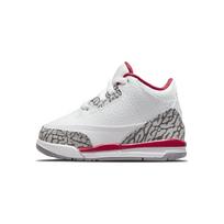 Air Jordan 3 Retro TD Cardinal Red Kūdikio sportbačiai Balti Šviesiai kario spalvos Cementinės pilkos spalvos 832033-126 23.5 white