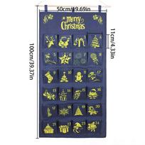 2025 Christmas Pocket Calendar Advent 24-Day Christmas Storage Bag Hangable Fabric Calendar with Pockets for Classroom L juoda