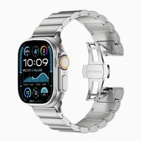 Luxury Titanium Band For Apple Watch Ultra 2 49mm 46mm 45mm 44mm 42mm 40mm 41mm Metal Bracelet For iWatch 10 9 8 7 6 SE 5 Strap 44mm 45mm 46mm 49mm sidabras
