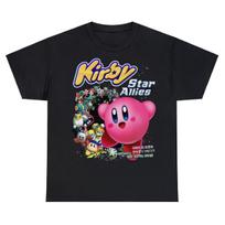 Kirby Star Allies Marškinėliai Kasdieniniai Juokingi Japonų Anime Harajuku Trumpomis Rankovėmis Medvilniniai Marškinėliai Streetwear Vintažiniai Atsitiktiniai Unisex Viršutiniai Drabužiai S juoda