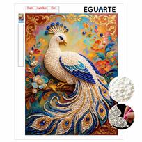 5D Pearl Kit Majestic Peacock Pattern DIY Enamel Stone Art Relaxing Handmade Ornament Home Wall Desktop Decoration for Beginners 30x40cm beige