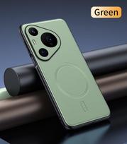 For Huawei Pura 70 Case Magnetic Leather Shield Cover For Huawei Pura 70 High Quality Anti-Fingerprint Non-Slip PC+TPU Huawei Pura 70 žalia