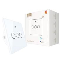 Tuya Moes Glass WiFi Wall Touch Panel Smart Light Switch 3 Gang RF Wireless  Muilti-Control Compatible with AlexaGoogle Home 86mm*86 mm&Eu Standard balta