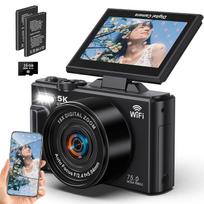 Beho Digital Camera 75 million pixels 5K recording Wi-Fi function sending smartphone 180-degree rotating display 3.0-inch large screen 18x zoom selfie