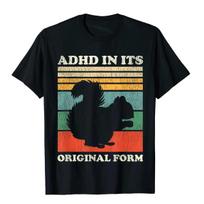 ADHD Originalia Forma Marškinėliai Voverės Marškinėliai Voverės T-shirt T-shirt Viršutiniai Marškinėliai Didelio Dydžio Medvilniniai Šventiniai Gotikiniai Studentiški XXXXXL juoda