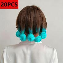 20PCS Silicone Hair Curler Mushroom Hair Curler Bell Hair Curling Artifact Lazy Hair Curler mėlyna