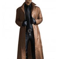 Vyriškos vintažinės ilgos odinės striukės rudens žiemos viduramžių steampunk PU odinis paltas plius dydis S-5XL XXXXXL juoda