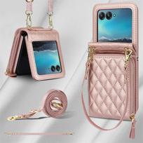 For Motorola Razr 60 Pro Case Small Fragrance Crossbody Lanyard Skin Friendly Soft Leather Phone Bag Razr Plus 2026 Accessory For Razr 60 Pro rožinė