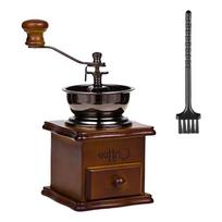 Artisanal Wooden Coffee Mill Manual Burr Grinder Removable Cleaning Brush Coarse To Fine Adjustment Perfect For Camping Home Brewing Coffee