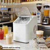 220V Visiškai automatinis ledo gaminimo aparatas namams, komerciniam naudojimui, bendrabučiams, stovyklavimui ir biurui Basic: One-button operation, 6-minute ice making brown