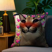 Floppa Cat Meme Pillow Case Sofa Living Room Bedroom Double-sided Printing Square Cushion Nap Time Pillow Case 12x12Inch brown