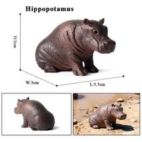Oenux Imitacija Laukinių Gyvūnų Modelis Raganosis Raganosis Begemotas Begemotas PVC Namų Ornamentas Gyvūnas Švietimo Žaislas Vaikams Dovana gray