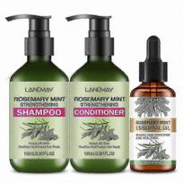 Strengthening Hair Care Kit with Rosemary Mint and Biotin for Healthier, Smoother Hair - Includes Shampoo, Conditioner, and Essential Oil Blend
