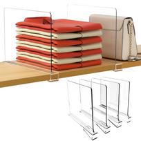 Transparent Acrylic Shelf Dividers Space-saving Shelf Divider Separator for Bedroom Bookcases Cabinets brown