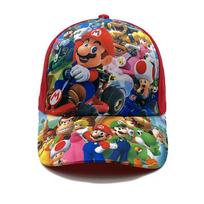 Super Mario Bros Pattern Childrens Sun Hat With Short Brim And Windproof Design For Summer StyleN black