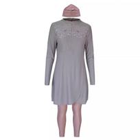 Three-Piece Conservative Diving & Surfing Swimsuit with Embroidery and Full Sun Protection M gray