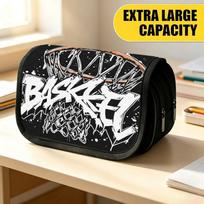 Double Layer Large Pencil Case, Vibrant Printed Pencil Pouch with Hoop Spray Design, Fashion Storage Bag, Portable Pencil Case with Zipper, Durable Fa 20x9x11cm