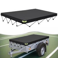 Waterproof Cover Trailer Tarpaulin Cargo Covering Easy Installation Elastic Webbing Multi-Purpose Use Protective Cover black