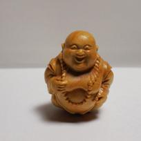 Cliff Cypress Happy Laughing Buddha Hand-Carved Pendant brown