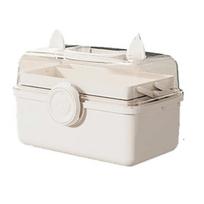 Yousheng Household Medicine Storage Box with Safety Lock And Transparent Top Cover Case Durable PP Compartment Pill S white