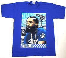 NIPSEY HUSSLE T-shirt Crenshaw Slauson Hip Hop Rap HU$$LE Men's Tee Blue New M blue