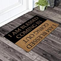 Blessed Inspirational Quote Doormat Anti-Slip Backing Mat Entryway Indoor Rug I AM Blessed Going Out Bless Doormat Home Decor 40X60CM black