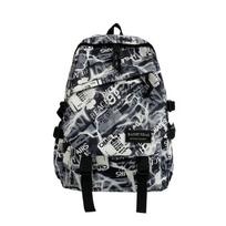Schoolbag Korean version graffiti schoolbag boys junior high school student backpack men fashion trend high school student backpack girls (Black,19) juoda