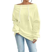 Women's Casual Off-Shoulder Loose Fit Sweatshirt XL šviesiai pilka spalva