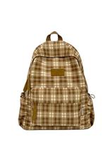 Schoolbag plaid retro autumn and winter ins Korean version schoolbag female junior high school student college student literary backpack travel raudona