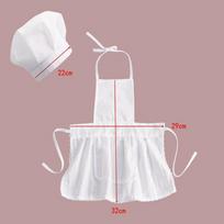 1 rinkinys Miela kūdikio šefo prijuostė ir kepurė vaikų kostiumams Medvilnės mišinio šefo rekvizitas women small size white