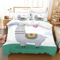 Animacinės ožkos antklodės užvalkalas Mielas Kawaii baltas ožys Baltas fonas Vaikams Mergaitėms Berniukams Dovana Miegamojo dekoravimui Karalienė Karalius 70x133cm 2pcs gray