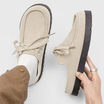 Madingi vyriški mokasinai 2025 m. vasara Patogūs zomšiniai laisvalaikio batai Retro platforma su raišteliais Plokščiapadžiai pusbačiai Mules Zapatos Para Hombre 39 beige