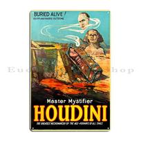 Harry Houdini Do Spirits Return Vintage Von Arx Illusionist Magic Magician Metal Cinema Decoration Customized Tin Sign Poster 20x30cm blue