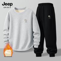 JEEP SPIRIT Men's Fleece Lined Sweatshirt & Sweatpants Set 2XL gray