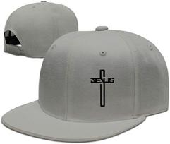 Casual Unisex Women Christian Jesus Cross Flat Ajustable Snapback Cap gray