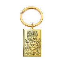 Cross Tarot Card Stainless Steel Keychain and Backpack Pendant Silver beige