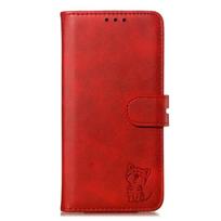 Retro Cartoon Leather Flip Phone Case For iphone 16 Pro Max 15 13 12 11 14 Plus Wallet Bag XS XR Cute Cat Pattern Book Bag Cover for iPhone 13Mini raudona